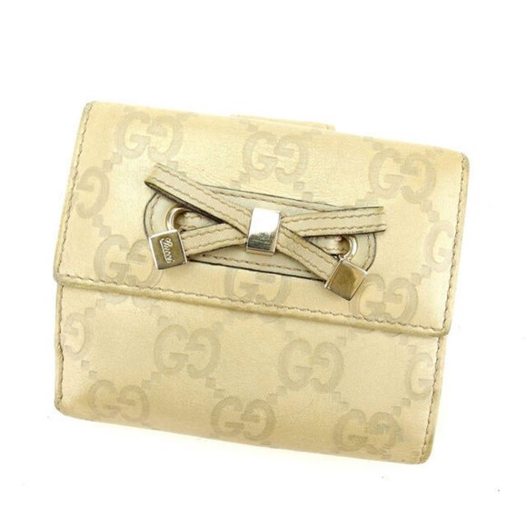 Authentic Gucci Wallet Purse Guccissima Beige Gold Woman  Used - Picture 1 of 6